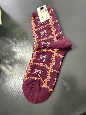 Free People Maroon Patterned Crew Socks